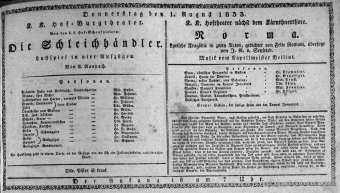 Theaterzettel (Oper und Burgtheater in Wien) 18330801 Seite: 1