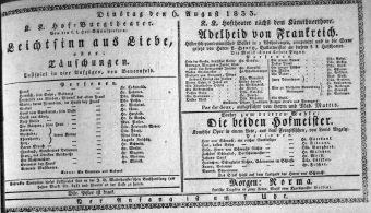 Theaterzettel (Oper und Burgtheater in Wien) 18330806 Seite: 1