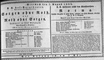 Theaterzettel (Oper und Burgtheater in Wien) 18330807 Seite: 1