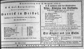 Theaterzettel (Oper und Burgtheater in Wien) 18330808 Seite: 1