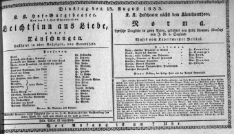 Theaterzettel (Oper und Burgtheater in Wien) 18330813 Seite: 1