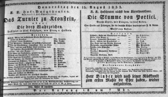 Theaterzettel (Oper und Burgtheater in Wien) 18330815 Seite: 1