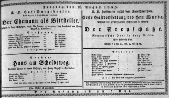 Theaterzettel (Oper und Burgtheater in Wien) 18330816 Seite: 1
