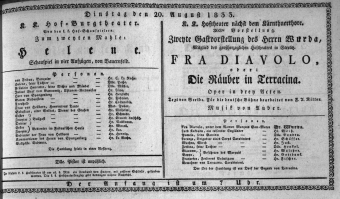Theaterzettel (Oper und Burgtheater in Wien) 18330820 Seite: 1