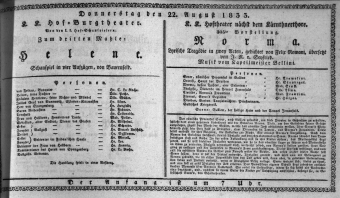 Theaterzettel (Oper und Burgtheater in Wien) 18330822 Seite: 1