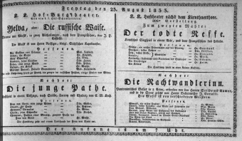 Theaterzettel (Oper und Burgtheater in Wien) 18330823 Seite: 1