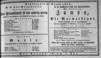 Theaterzettel (Oper und Burgtheater in Wien) 18330824 Seite: 1