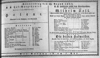 Theaterzettel (Oper und Burgtheater in Wien) 18330829 Seite: 1