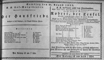 Theaterzettel (Oper und Burgtheater in Wien) 18330831 Seite: 1