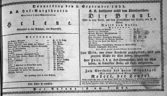 Theaterzettel (Oper und Burgtheater in Wien) 18330905 Seite: 1