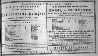 Theaterzettel (Oper und Burgtheater in Wien) 18330907 Seite: 1