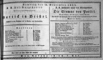 Theaterzettel (Oper und Burgtheater in Wien) 18330914 Seite: 1