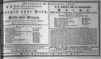 Theaterzettel (Oper und Burgtheater in Wien) 18330916 Seite: 1