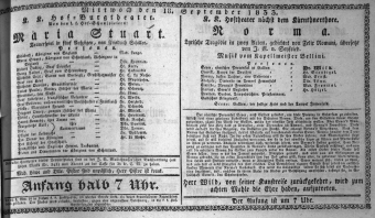 Theaterzettel (Oper und Burgtheater in Wien) 18330918 Seite: 1