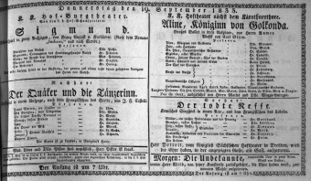 Theaterzettel (Oper und Burgtheater in Wien) 18330919 Seite: 1