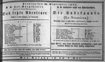 Theaterzettel (Oper und Burgtheater in Wien) 18330920 Seite: 1