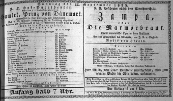 Theaterzettel (Oper und Burgtheater in Wien) 18330922 Seite: 1