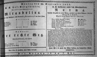 Theaterzettel (Oper und Burgtheater in Wien) 18330930 Seite: 1