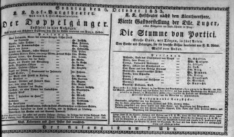 Theaterzettel (Oper und Burgtheater in Wien) 18331006 Seite: 1