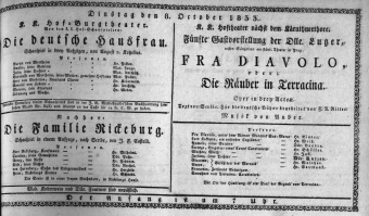 Theaterzettel (Oper und Burgtheater in Wien) 18331008 Seite: 1