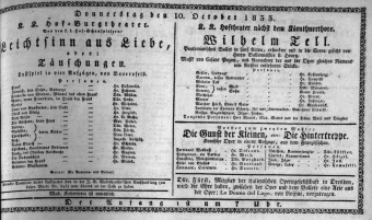 Theaterzettel (Oper und Burgtheater in Wien) 18331010 Seite: 1