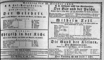 Theaterzettel (Oper und Burgtheater in Wien) 18331013 Seite: 1