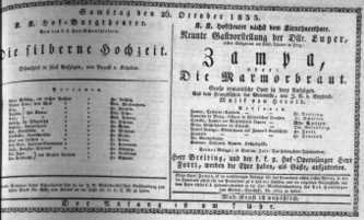 Theaterzettel (Oper und Burgtheater in Wien) 18331026 Seite: 1