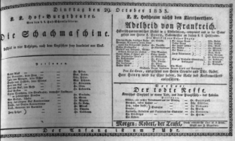 Theaterzettel (Oper und Burgtheater in Wien) 18331029 Seite: 1