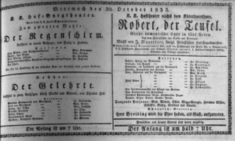 Theaterzettel (Oper und Burgtheater in Wien) 18331030 Seite: 1