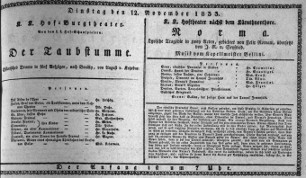 Theaterzettel (Oper und Burgtheater in Wien) 18331112 Seite: 1