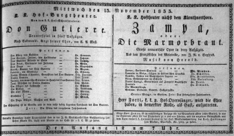 Theaterzettel (Oper und Burgtheater in Wien) 18331113 Seite: 1