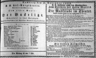 Theaterzettel (Oper und Burgtheater in Wien) 18331116 Seite: 1