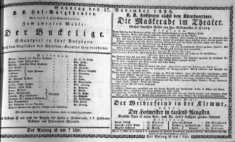 Theaterzettel (Oper und Burgtheater in Wien) 18331117 Seite: 1