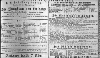 Theaterzettel (Oper und Burgtheater in Wien) 18331119 Seite: 1