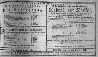 Theaterzettel (Oper und Burgtheater in Wien) 18331123 Seite: 1