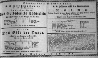 Theaterzettel (Oper und Burgtheater in Wien) 18331203 Seite: 1