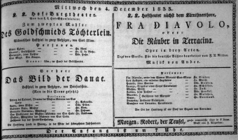 Theaterzettel (Oper und Burgtheater in Wien) 18331204 Seite: 1