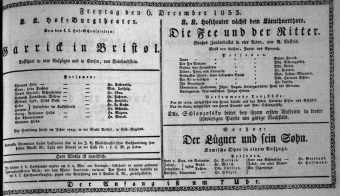 Theaterzettel (Oper und Burgtheater in Wien) 18331206 Seite: 1