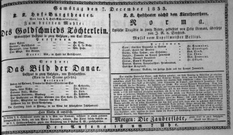 Theaterzettel (Oper und Burgtheater in Wien) 18331207 Seite: 1
