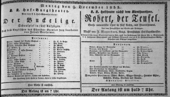 Theaterzettel (Oper und Burgtheater in Wien) 18331209 Seite: 1