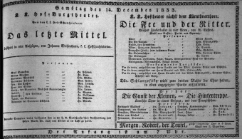 Theaterzettel (Oper und Burgtheater in Wien) 18331214 Seite: 1