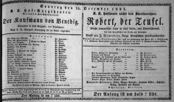 Theaterzettel (Oper und Burgtheater in Wien) 18331215 Seite: 1