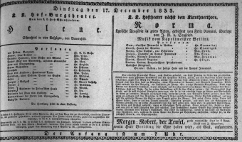Theaterzettel (Oper und Burgtheater in Wien) 18331217 Seite: 1