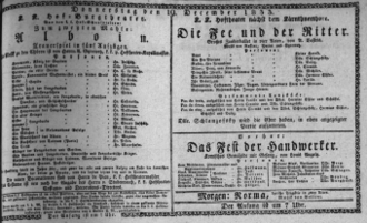 Theaterzettel (Oper und Burgtheater in Wien) 18331219 Seite: 1