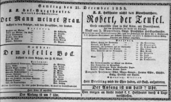Theaterzettel (Oper und Burgtheater in Wien) 18331221 Seite: 1