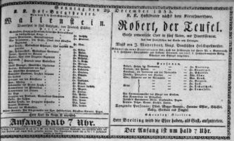 Theaterzettel (Oper und Burgtheater in Wien) 18331229 Seite: 1