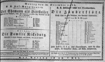 Theaterzettel (Oper und Burgtheater in Wien) 18331230 Seite: 1