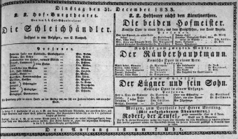 Theaterzettel (Oper und Burgtheater in Wien) 18331231 Seite: 1