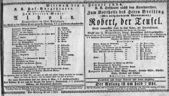 Theaterzettel (Oper und Burgtheater in Wien) 18340101 Seite: 1