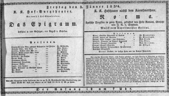 Theaterzettel (Oper und Burgtheater in Wien) 18340103 Seite: 1